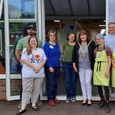 Rugby Mayor Maggie O'Rourke with the volunteers.