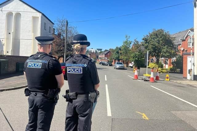 Police in Leamington continue to patrol the streets and engage with residents a week after the tragic shooting of Ben Daly. Photo by Warwickshire Police