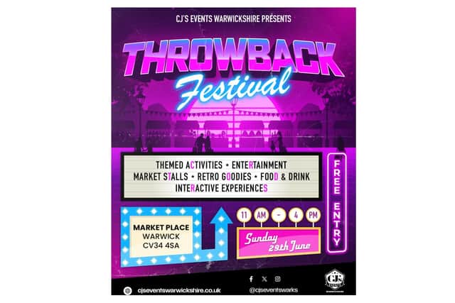 Warwick town centre will be bursting with nostalgia this weekend when the Throwback Festival returns. Photo by CJ's Events Warwickshire