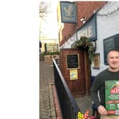 The trail has been organised by Chris Proudfoot, landlord at the Old Fourpenny Shop Pub & Hotel, and Tim Maccabee, landlord at The Eagle. Photo shows Tim Maccabee with one of the event posters. Photo supplied