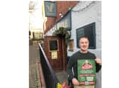 The trail has been organised by Chris Proudfoot, landlord at the Old Fourpenny Shop Pub & Hotel, and Tim Maccabee, landlord at The Eagle. Photo shows Tim Maccabee with one of the event posters. Photo supplied