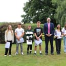 GCSE pupils with Headmaster, Grove du Toit, at Princethorpe College