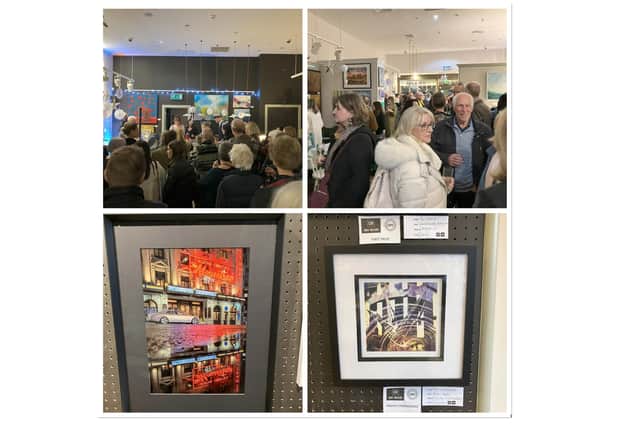 Top left and right: The celebration event at The Art Room Gallery. Bottom left: First Place - LSPS member Mark Godfrey. Bottom right: Highly Commended - Pam Apexander