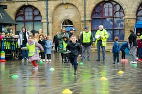 Warwick town centre hosted the annual 'Pancake Race' this week. Children from seven primary schools took part in 26 teams. Photo by Mike Baker