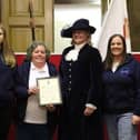 Sophie Hilleary, High Sheriff of Warwickshire, with representatives from the Girls Friendly Society, which was presented with a High Sheriff award for 150 years of supporting girls and young women in Atherstone. Photo supplied by WCC