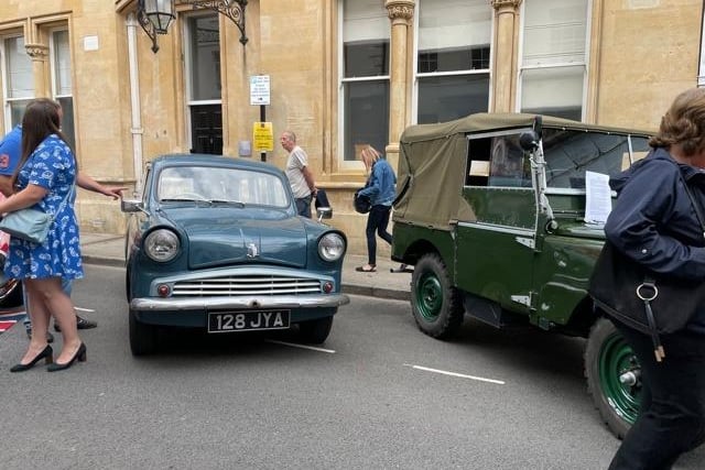 Vintage cars on display.