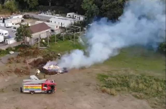 Aerial footage of the fire near Ryton by the Warwickshire Rural Crime Team
