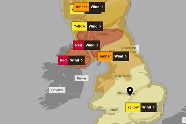Residents in Warwickshire are being urged to continue reporting fallen trees and stay safe if they are travelling around the county as Storm Eowyn continues to batter the UK. Photo by Met Office