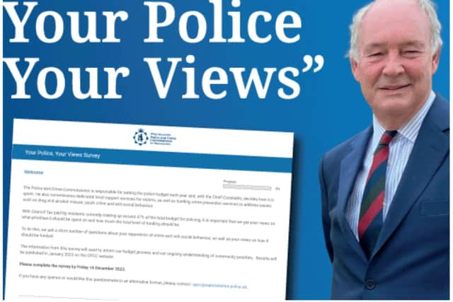 A major new survey has been launched by Police and Crime Commissioner Philip Seccombe to understand what people think should be the priorities for policing in the year ahead and how this should be funded. Graphic supplied by Warwickshire Police Crime Commissioner