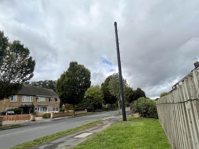 Land of the giants - one of the new poles in Alwyn Road, Bilton.