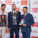 Nissa and Shahid Ahmed, with Mayor of Swanley Cllr Michael Horwood and Iftie Ahmed at the National Curry Awards. Picture supplied.