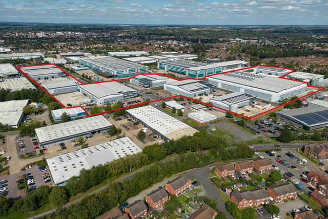 Aerial photograph of Spa Park in Leamington