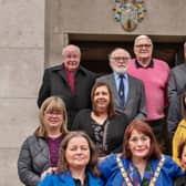 Volunteers from Rugby Autism Network, families who have been supported by the charity, with Cllr Maggie O’Rourke (front centre), Fay McSorley (front left) and Eric Wood (back left).