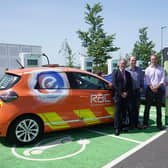 L-R: Rugby MP Mark Pawsey; FairCharge founder and journalist Quentin Wilson; and RAC EV spokesman Simon Williams