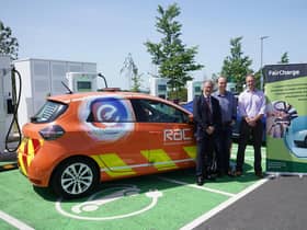 L-R: Rugby MP Mark Pawsey; FairCharge founder and journalist Quentin Wilson; and RAC EV spokesman Simon Williams