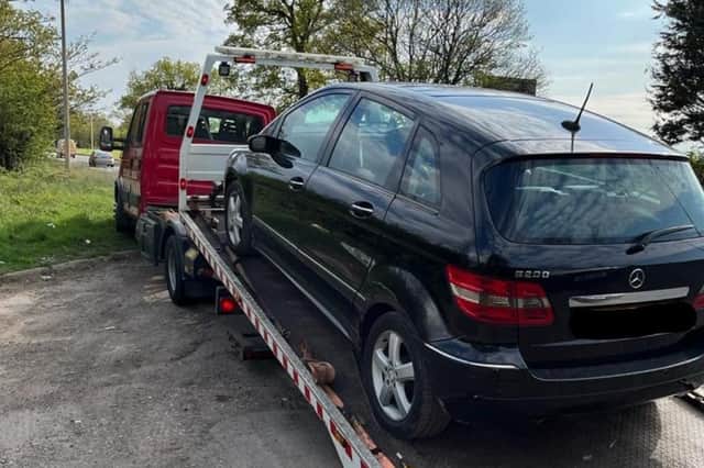 This Mercedes was seized on the A446 in Coleshill. Photo: Warwickshire Police