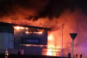 Fire fighters tackle the blaze at Greggs in Exhall. Picture: Camiltan Thavarasa