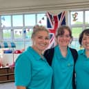 Team members Amy Hawkins, Milly Whelan and Sam Medlicott of Beechwood Childcare Limited i Leamington celebrate the nursery's 'outstanding' Ofsted report.