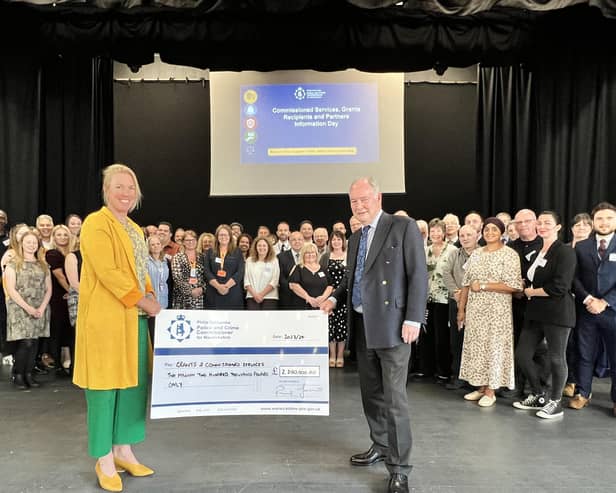 Police and Crime Commissioner Philip Seccombe and Deputy Police and Crime Commissioner Emma Daniell with representatives of the many funded projects.