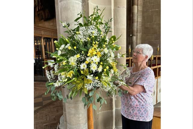 Val King, one of the members of the St Mary's flower team. Photo supplied