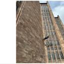 Housing 21 resident, Margaret Logan abseiling down Coventry Cathedral. Photo supplied