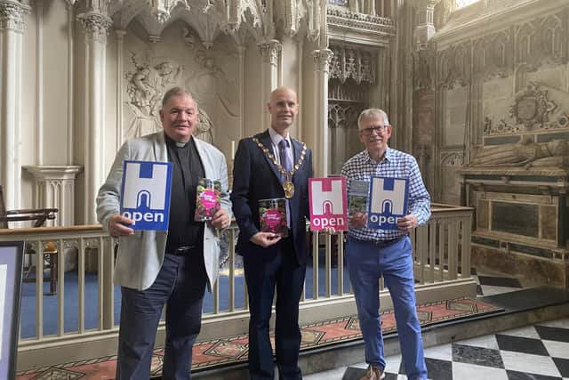 Pictured in the Beauchamp Chapel inside St Mary's Church in Warwick: Reverend Canon Angus Aagaard, Cllr Rob Margrave and Church Warden John Luxton. Photo supplied