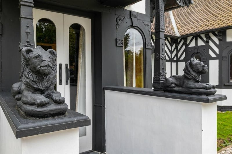 The ornate lions at the front of the property. Photo by Jane Lees