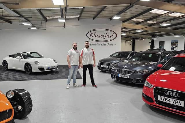 Steve Kempster and Richard Turrall, Co-owners of Klassified Cars in their new Rugby showroom