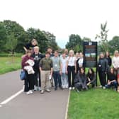 Pictured with the Eurocamp 2023 students in St Nicholas Park are; Jayne Topham, Town Clerk and Steward of Warwick Court Leet, Mayor of Warwick Cllr Oliver Jacques, Paul Garrison, Warwick District Council, Amy Bambridge, TCAF Project Delivery Officer, The Heart of England Forest. Photo supplied