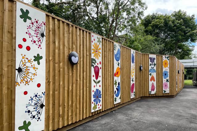 Campion School children created the artwork at an outdoor space for brain injury patients at Leamington Hospital. Photo supplied