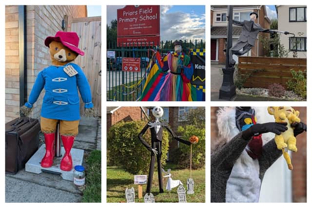 Some of the scarecrows which feature on Priors Field Primary School's annual Scarecrow Trail. Pictures supplied.