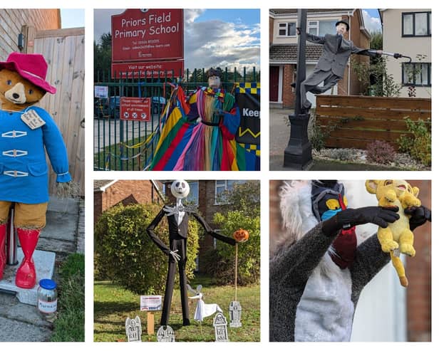 Some of the scarecrows which feature on Priors Field Primary School's annual Scarecrow Trail. Pictures supplied.