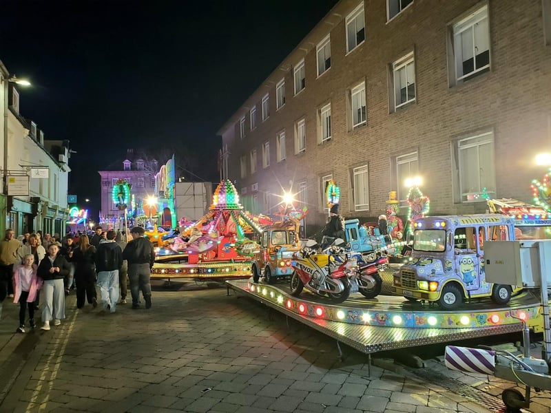 Some of the rides set up in the town centre.