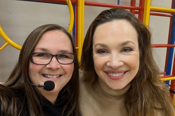 Lorna (right) with a member of the Resonate! Choir
