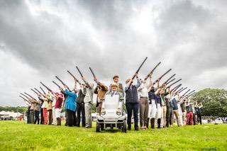 Lord Hertford led a 65-shot salute to mark the start of the 65th Game Fair.