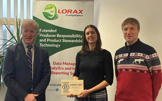 Rugby MP Mark Pawsey with Michelle Carvell, COO & Director of Lorax EPI and David Markham, CTO & Director of Lorax EPI