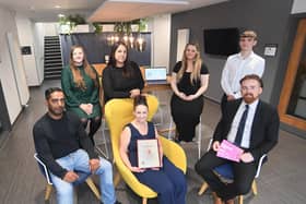 A Warwick HR has won a regional award. Pictured: Front (left to right): Sorabh Gupta, Cherie Hodder, Alex Kerr (Chamber of Commerce). Back (left to right): Michelle Machin, Kathryn Brooks, Georgia Jackson, Joe Lawson. Photo supplied