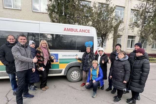 The ambulance being delivered to Ukraine civilians near Zaporizhzhia. Photo supplied