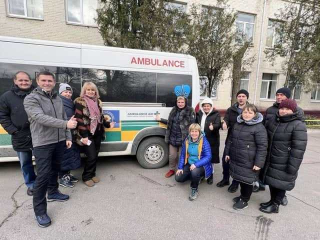 The ambulance being delivered to Ukraine civilians near Zaporizhzhia. Photo supplied
