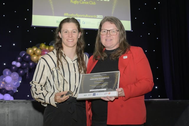 Kimberley Woods was crowned Sportswoman of the Year after winning the Kayak Cross World Championships and ending 2023 ranked number one in the world. The award was presented by Vicky Joel, chief executive of Think Active.