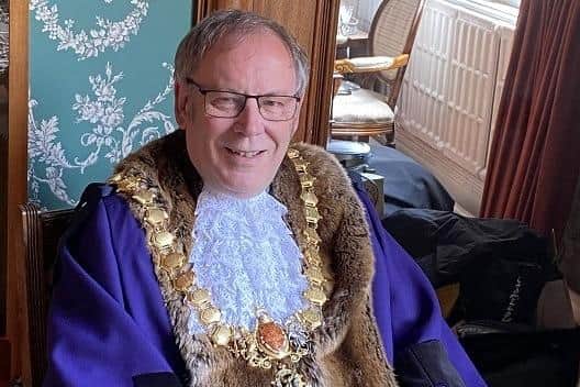 Cllr Alan Boad took the mayoral chain at a ceremony at the town council's annual meeting on Tuesday May 16.