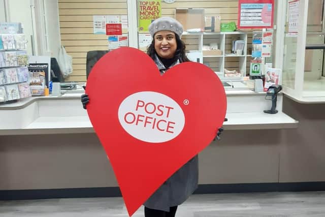 The Chair of Warwick District Council Cllr Mini Kaur Mangat at the re-opening of the Post Office branch at 32 Bath Street in Leamington.