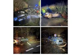 Photos published by OPU Warwickshire showing two crashes which happened on the county's roads last night.