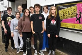 Grease is the word for cast members, back, left to right: Adam Ellis who plays Doody; Joshua Womble is Kenickie; Louis Dutton is Roger and Milana Rostohar is Frenchy. Front' left to right: Emily Adamson is Rizzo; Megan Gyles is Sandy; Dexter Robbinson is Danny and Robin Smallwood is Sonny.