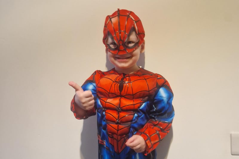 Kaiden, aged 2, as Spider-Man.