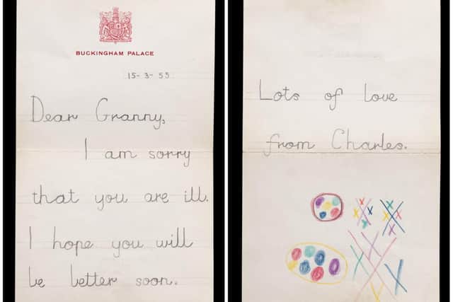 The letter sent by King Charles when he was a child. Photo by Hansons