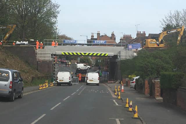 The new Rugby Road bridge in position. Picture courtesy of Network Rail.