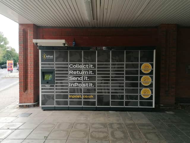 InPost's post collection locker is currently covering the blue plaque dedicated to legendary Warwick boxer Dick Turpin. The plaque was put up outside Sainsbury's in Saltisford last November. Picture supplied.