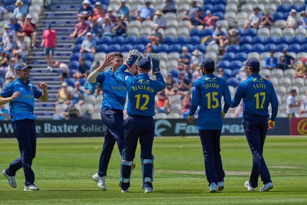 Celebration for Warwickshire as they head to another win. Pic: Nick Corcoran@SW4photography