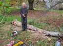 Graham Jones was once again woodcarving in Priory Park on November 26 2022. Photo by Geoff Ousbey